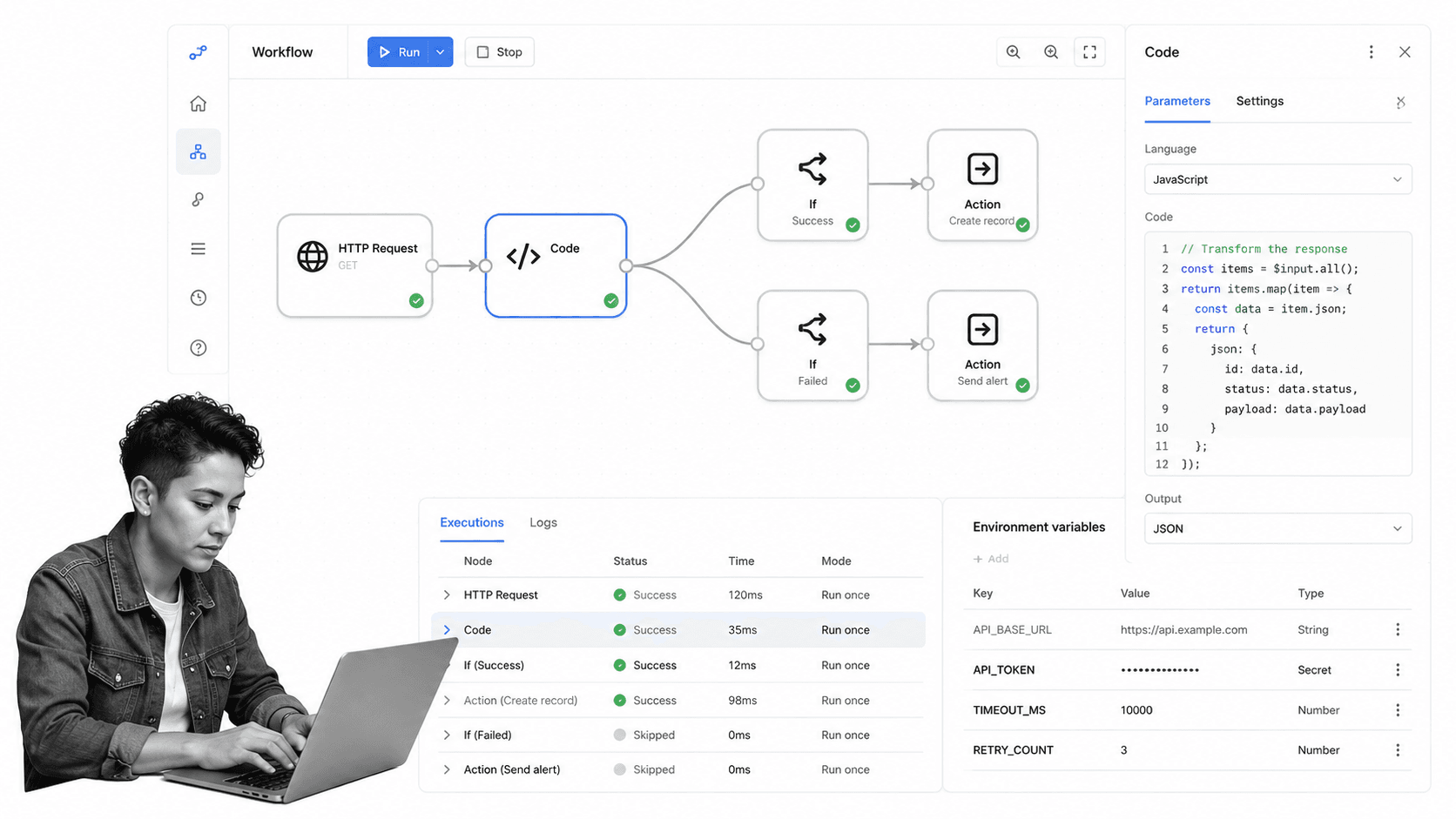n8n Jitterbit alternative interface for Technical teams that want node-based workflows