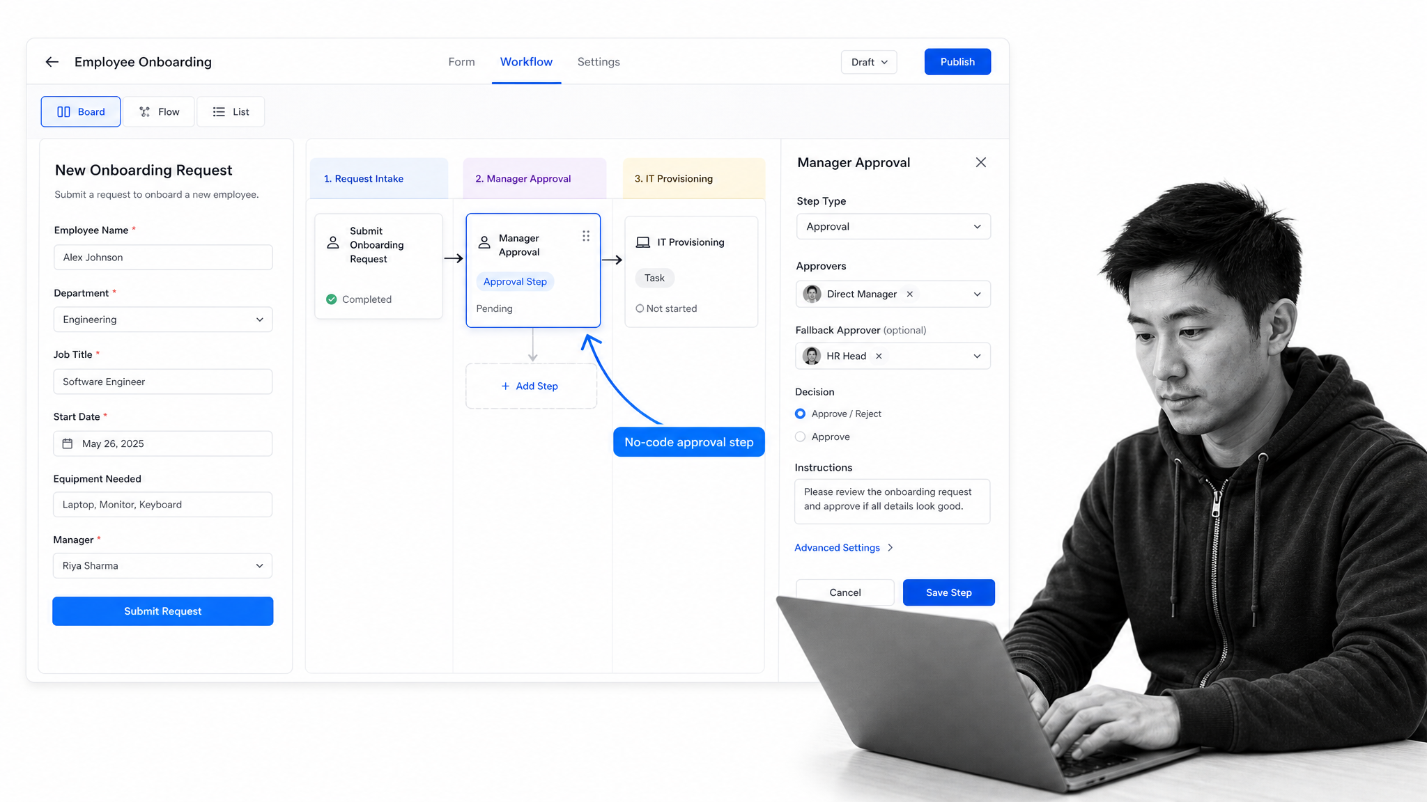 Kissflow product interface as a Joget alternative for no-code business teams automating processes, cases, and internal apps