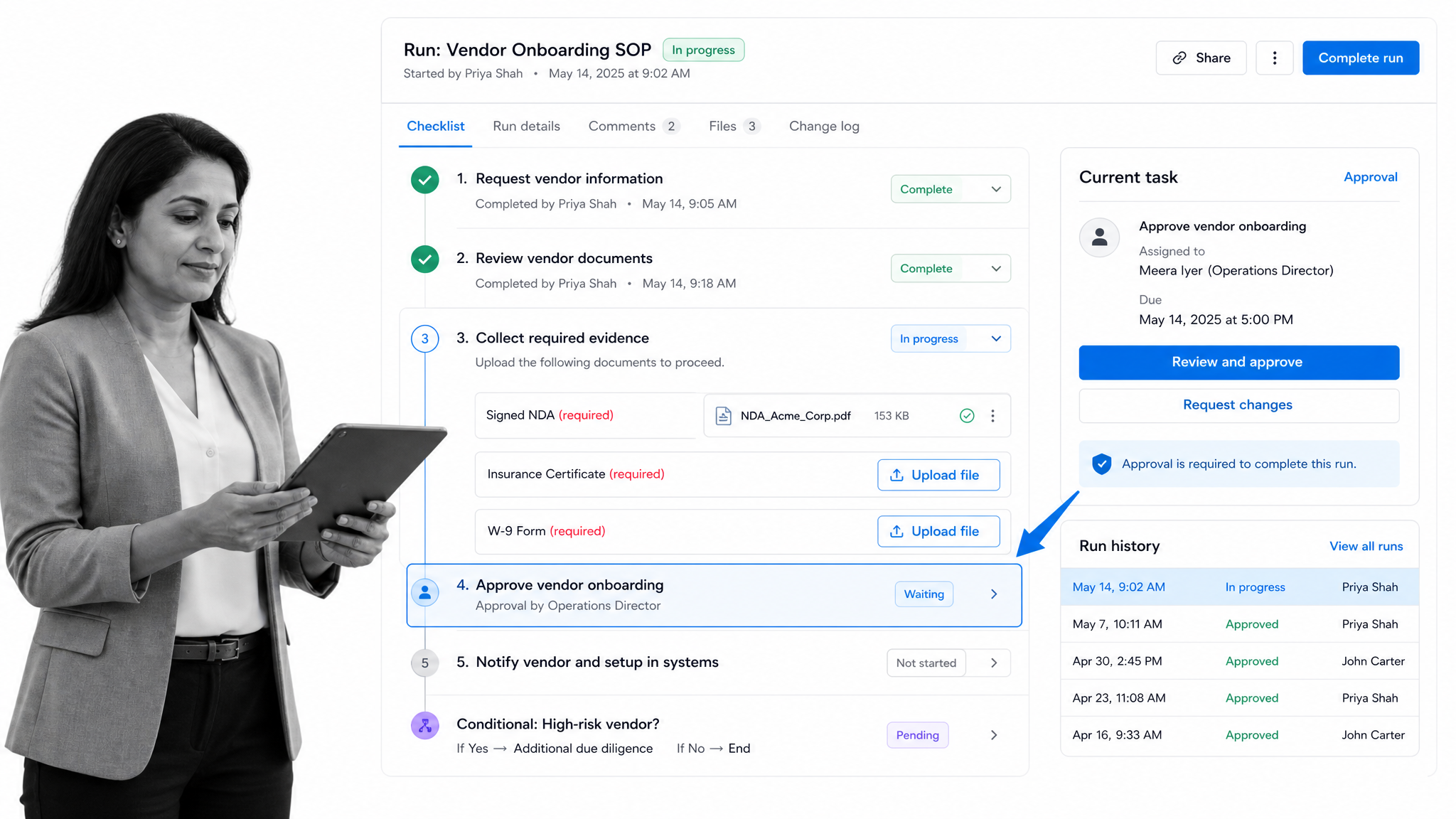 Process Street product interface as a Joget alternative for enforceable, trackable recurring SOP and operational workflows