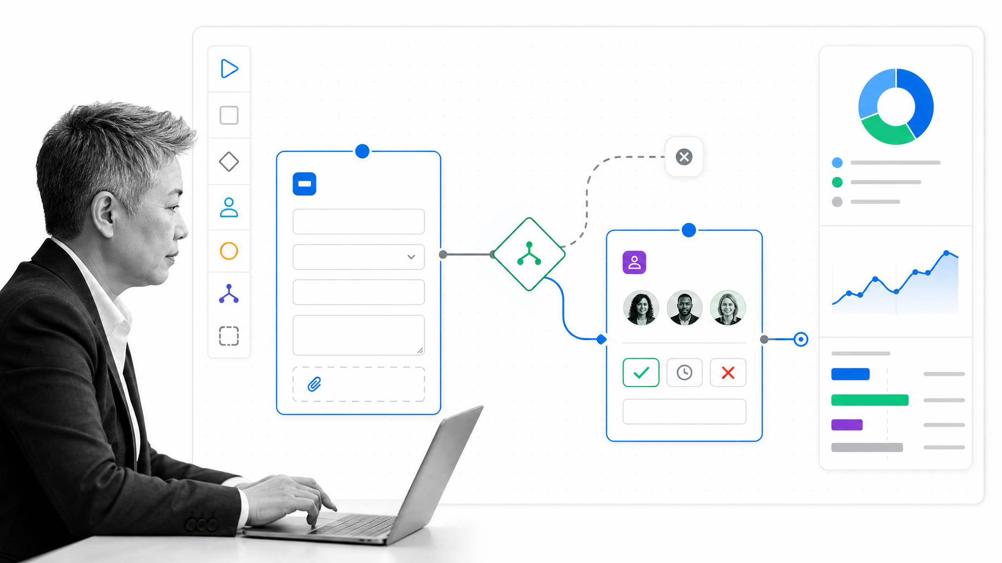 Kissflow product interface showing workflows, apps, cases, and integrations for a Next Matter alternatives comparison