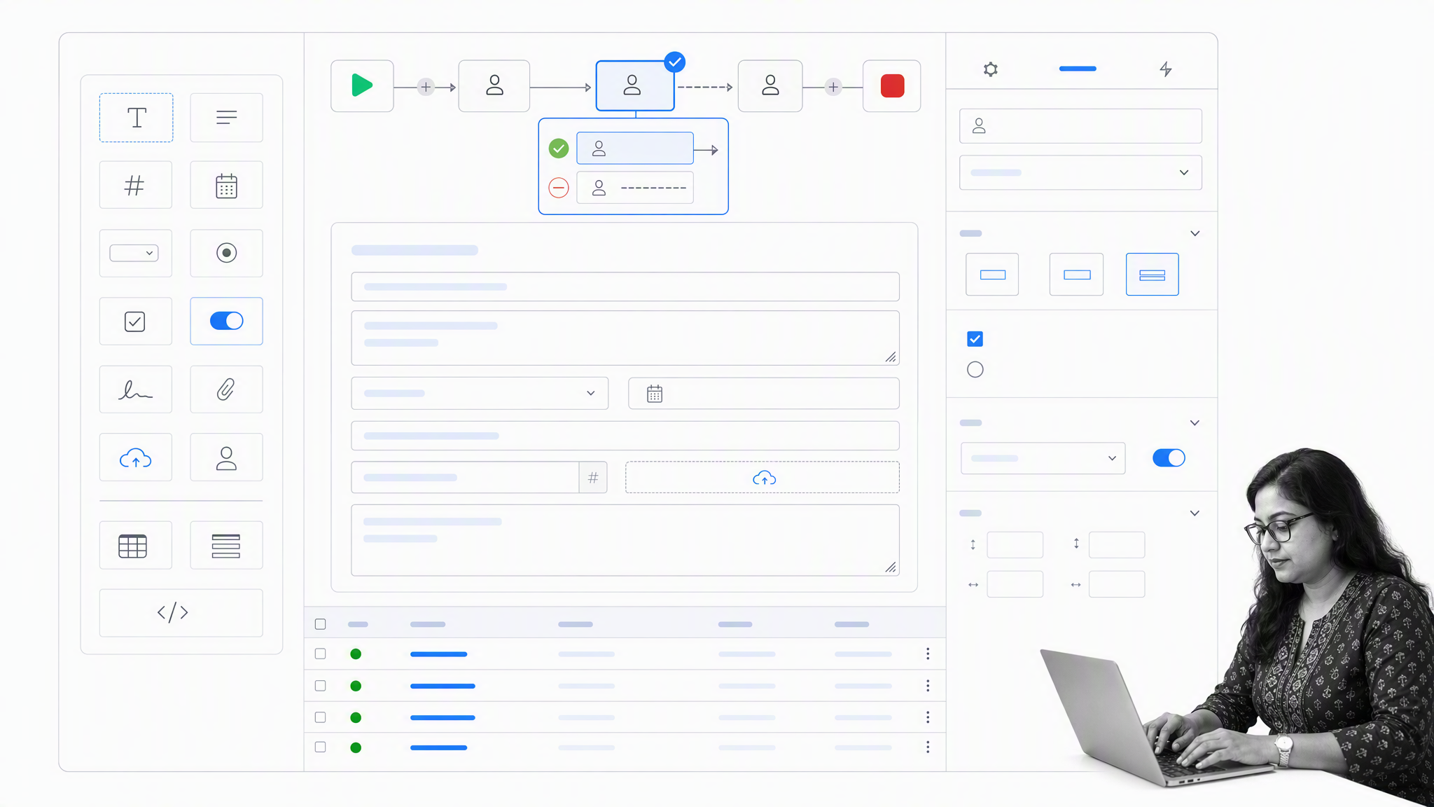 Kissflow style low-code request form and approval route, without branding