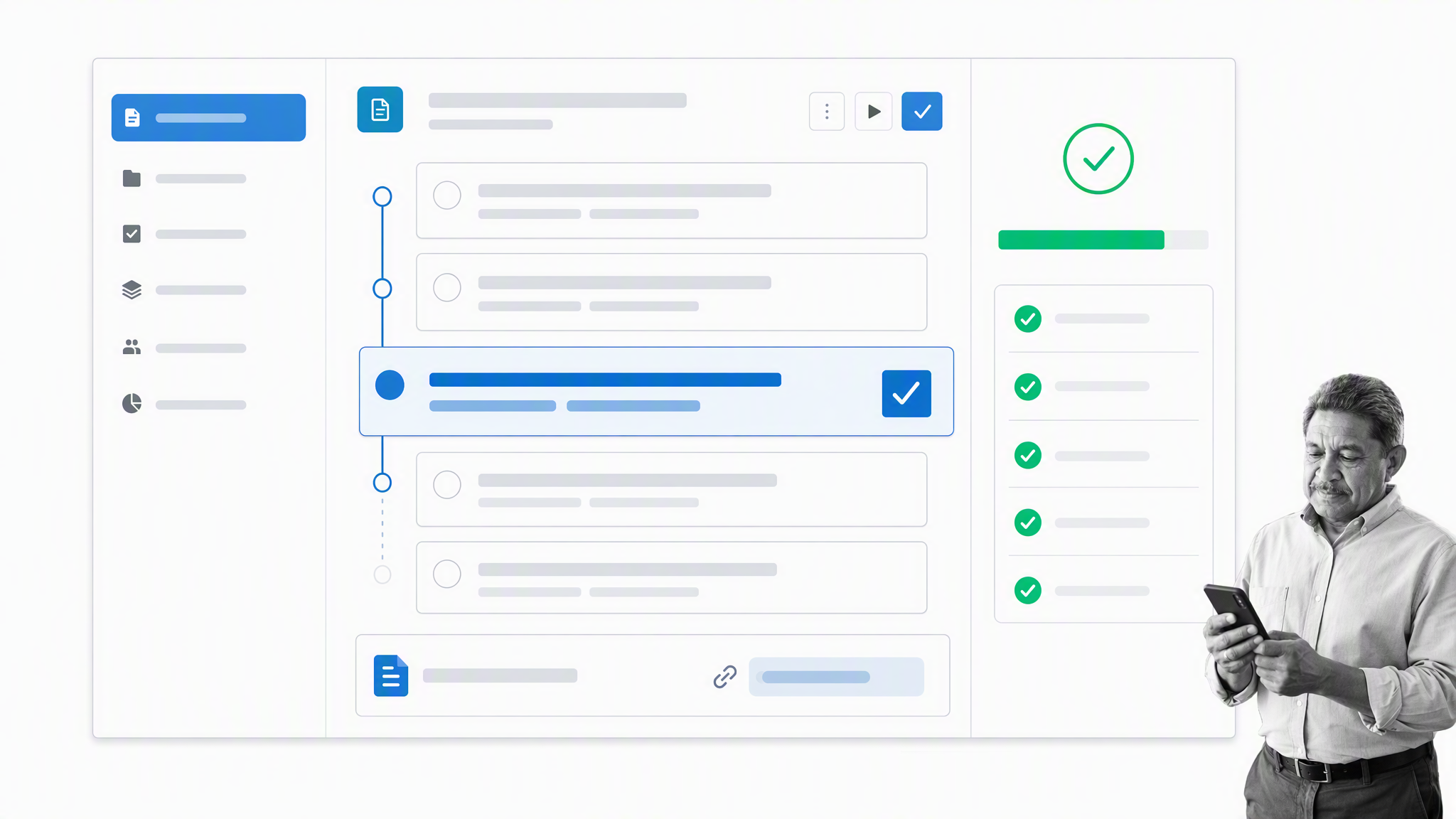 SweetProcess style procedure workspace with review state, without branding