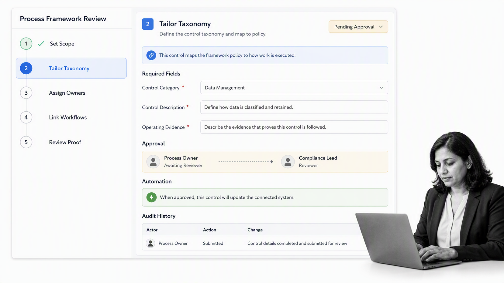 Process Street process framework workflow run with selected control task