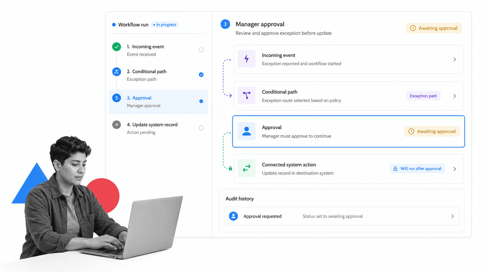 Process Street integrated workflow run with approval and connected-system action