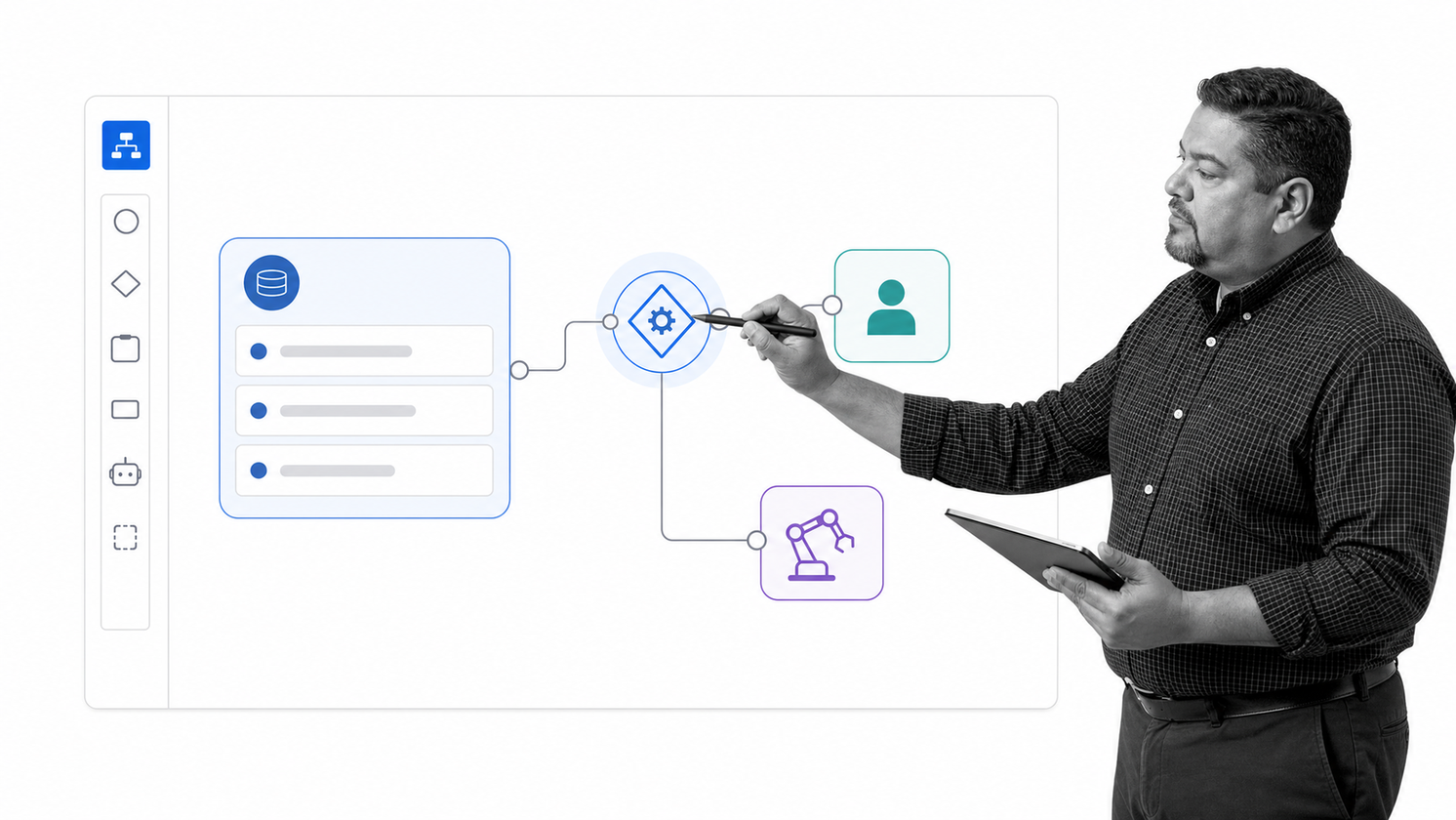 Appian process application connecting a case record to human and automated steps
