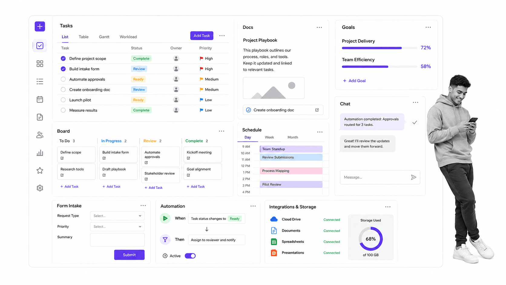 ClickUp product interface for the best Process Street alternatives comparison