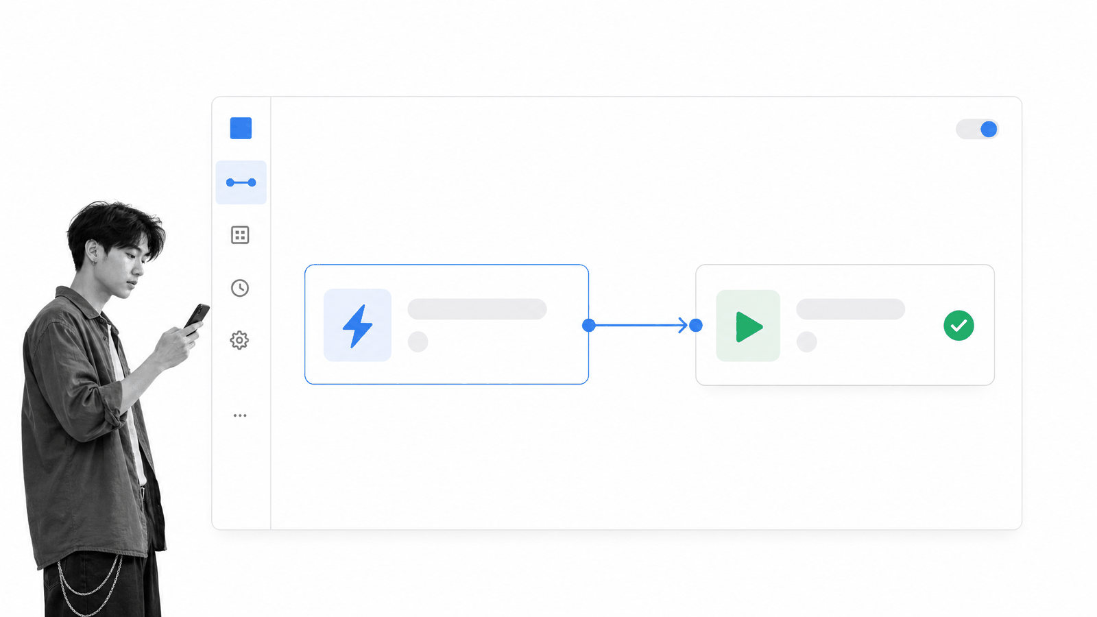 A two-step automation connecting a trigger to an action
