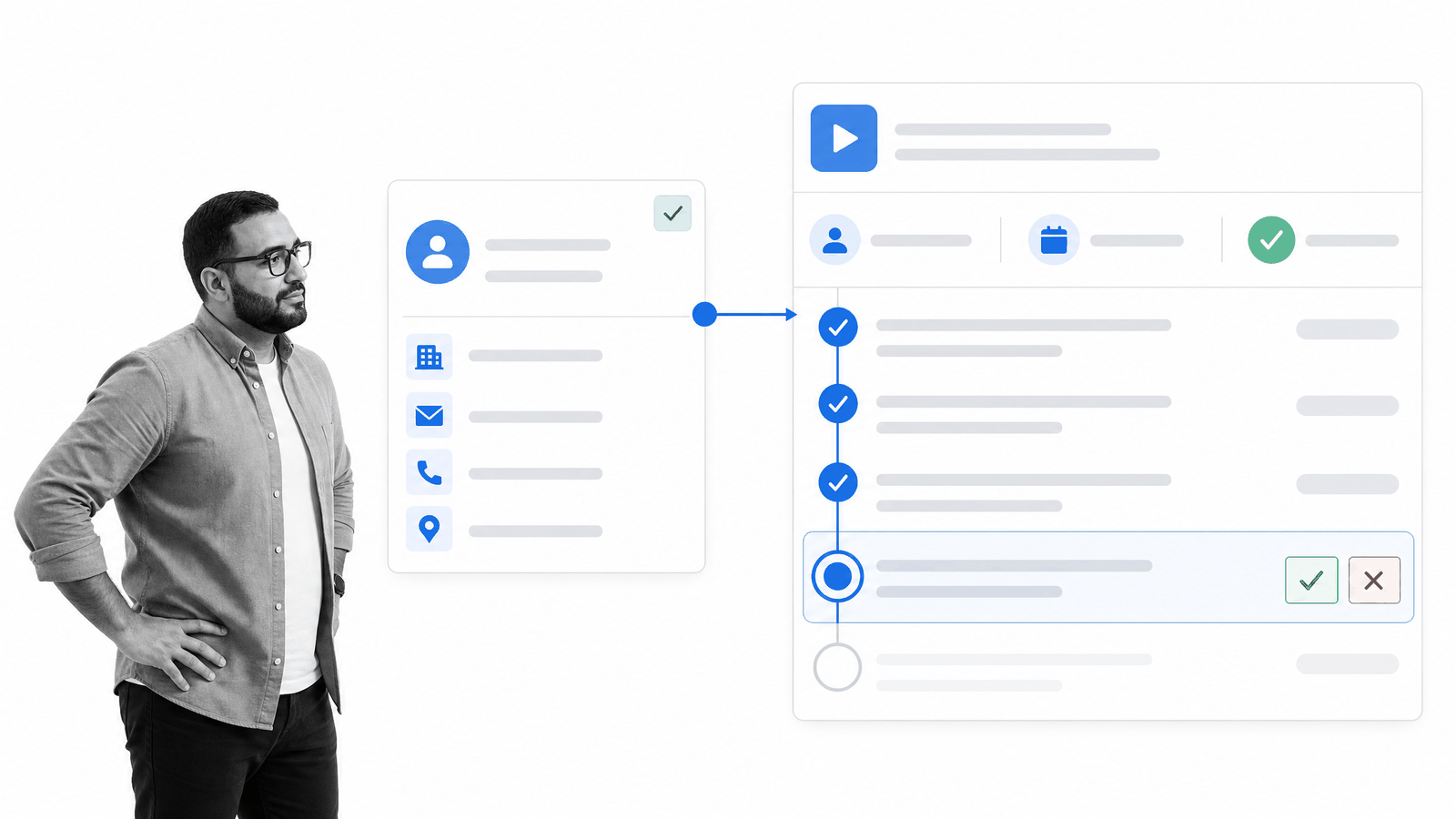 Customer record launching an onboarding workflow