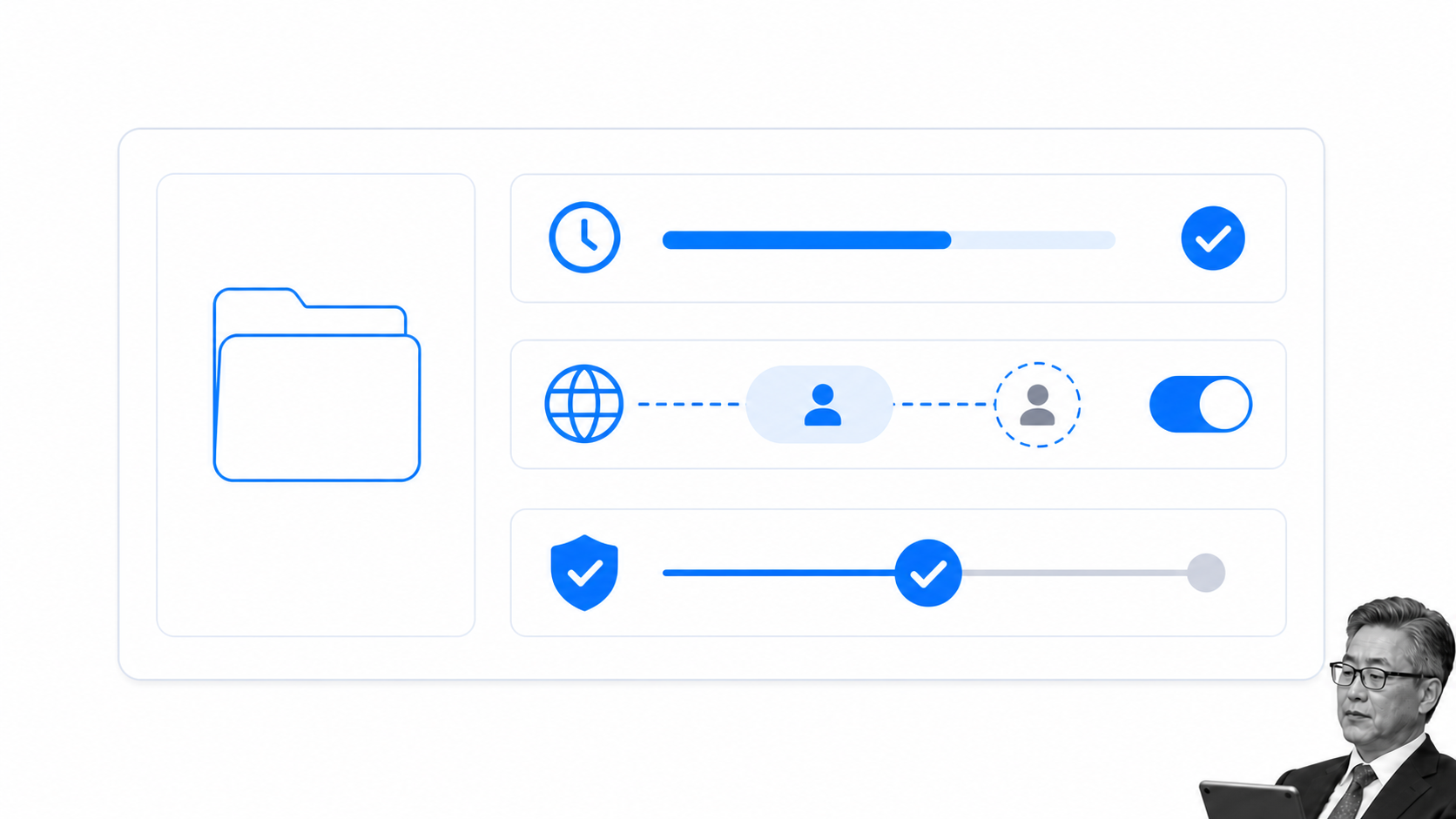 Box style governed content record with retention and external access controls without product branding