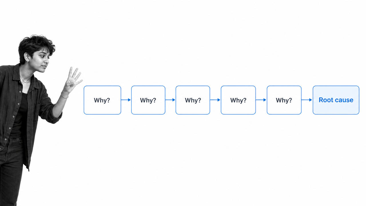 Five Why causal chain leading to an evidence-backed root cause