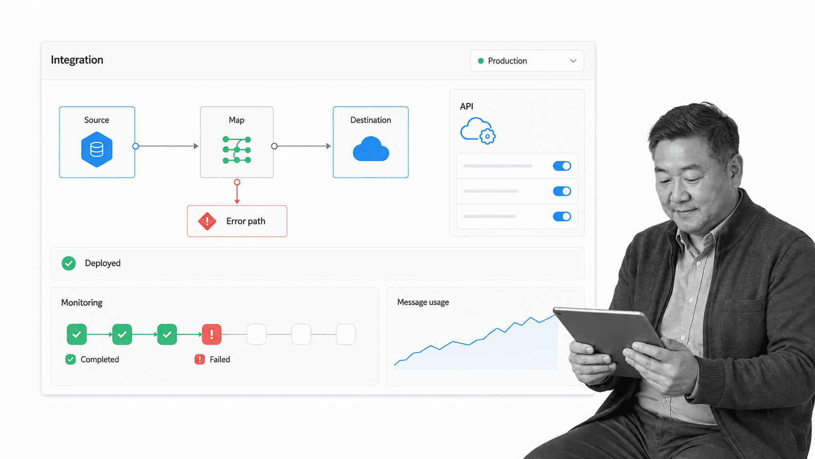 Boomi Tray.ai alternative interface for Enterprise integration, API management, data, and EDI