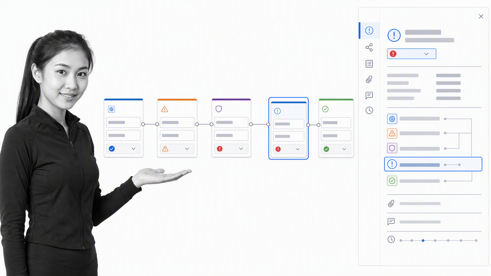 IBM OpenPages GRC Canvas connecting a process, risk, control gap, issue, and remediation