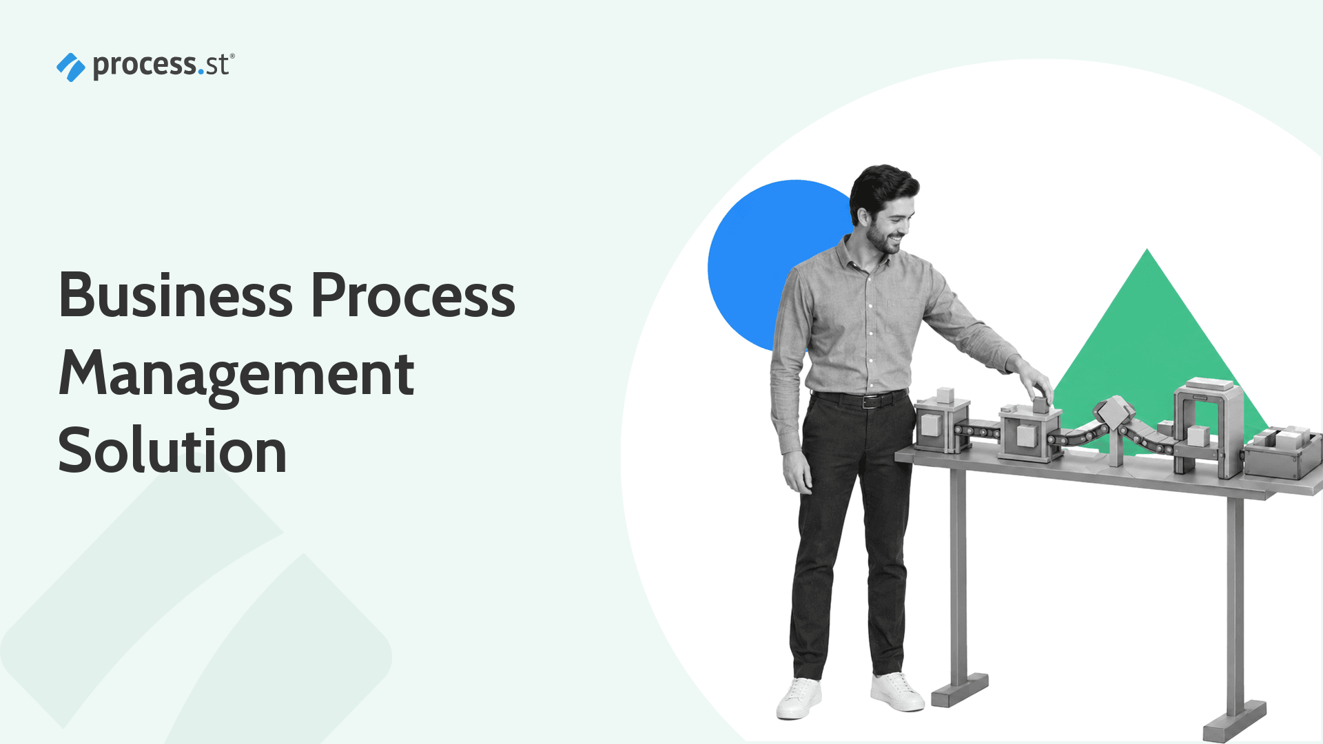 Business process management solution shown as an operations architect guiding work through a connected process model