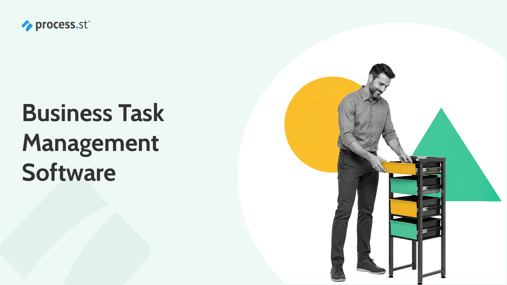 Business task management software illustrated by an operations manager organizing a task dispatch rack