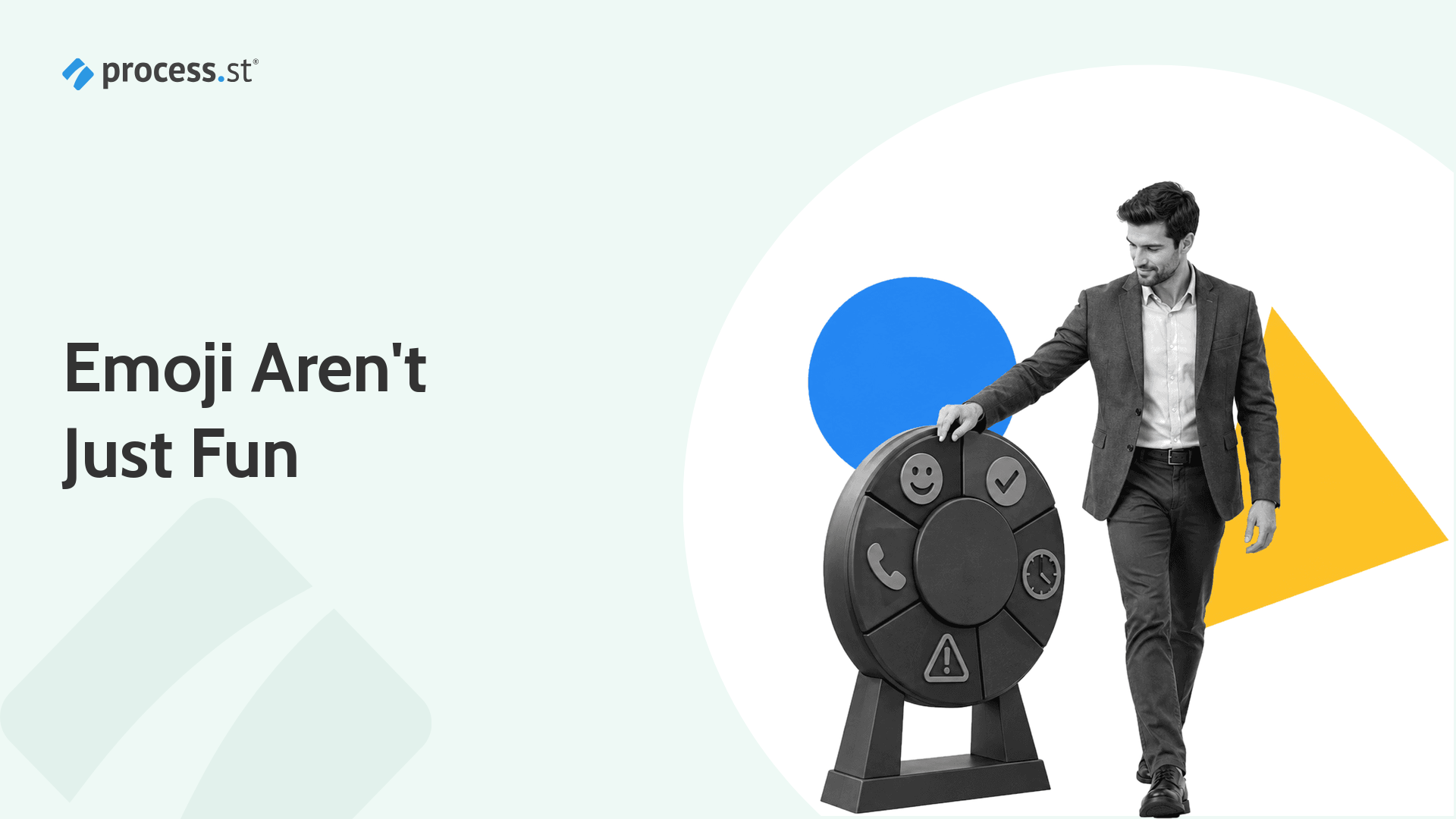 Operations manager using an emoji stamp wheel to organize business documents
