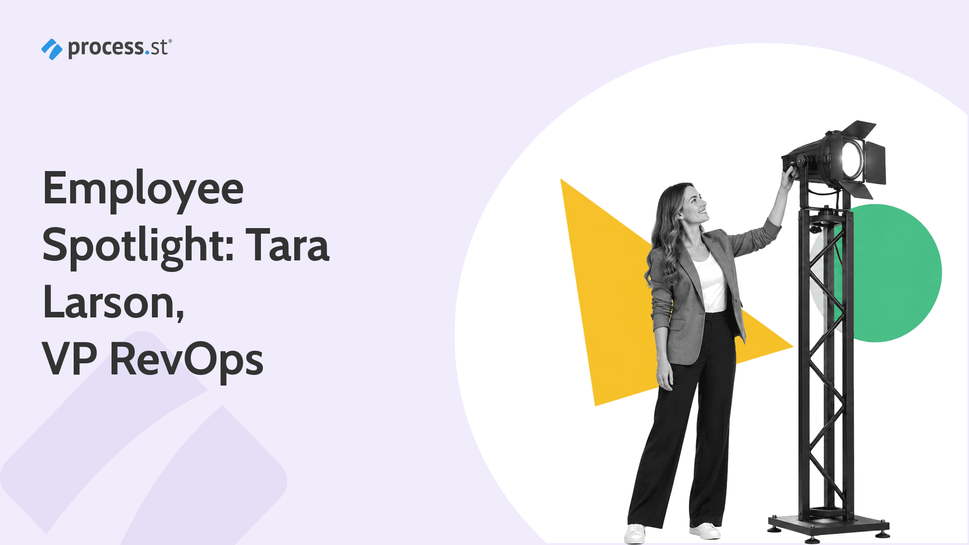 Revenue operations leader adjusting a studio spotlight for an employee profile