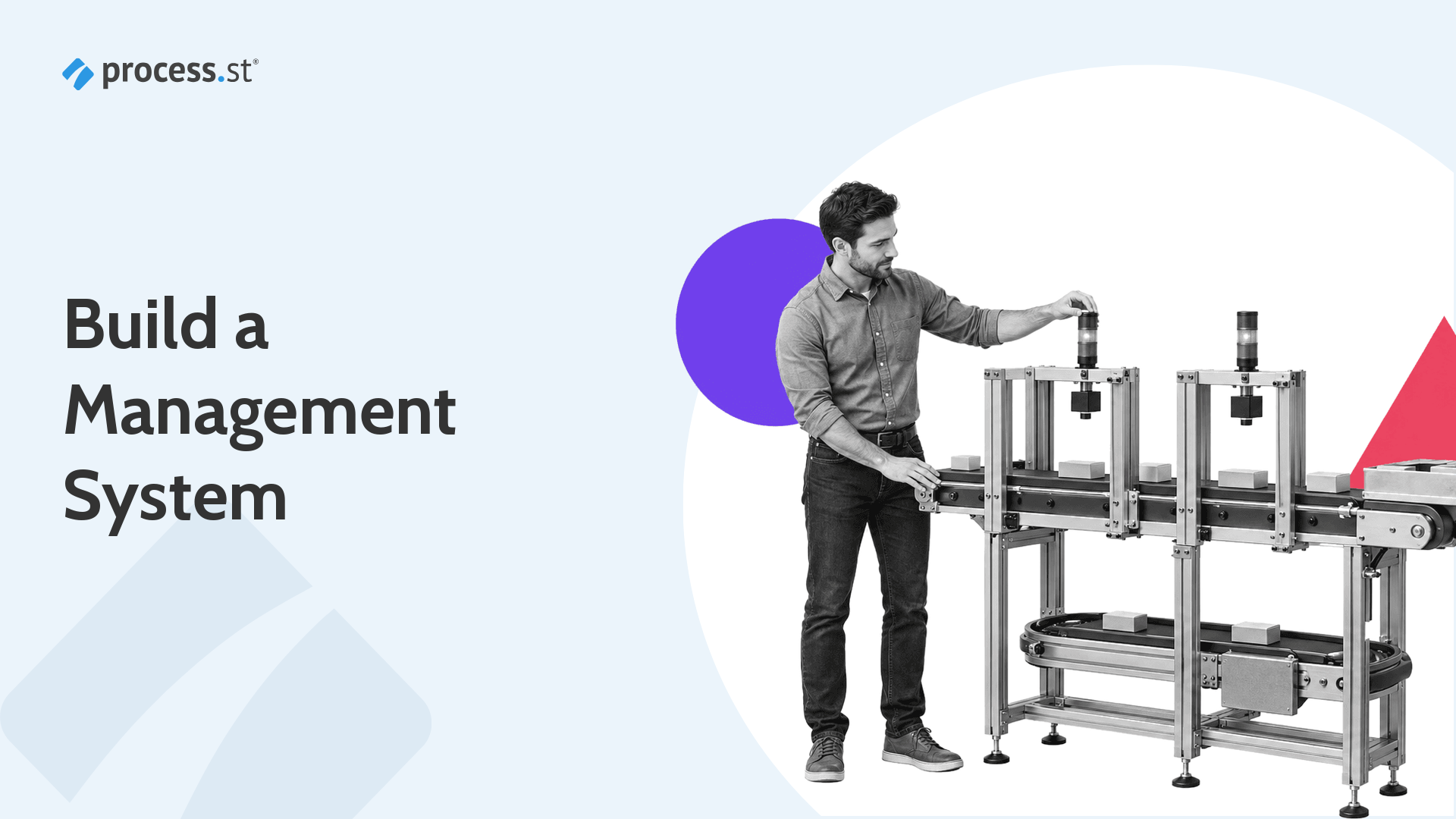 Operations leader using a gated assembly line to represent a management system