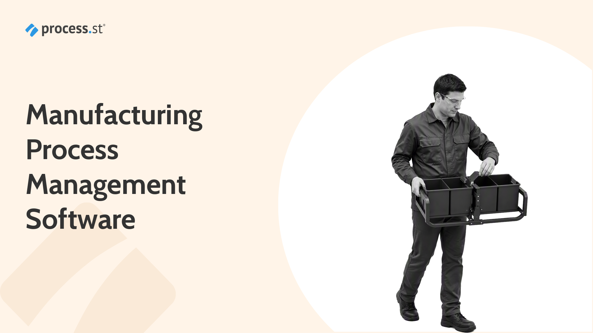 Manufacturing process engineer carrying a modular production routing bin