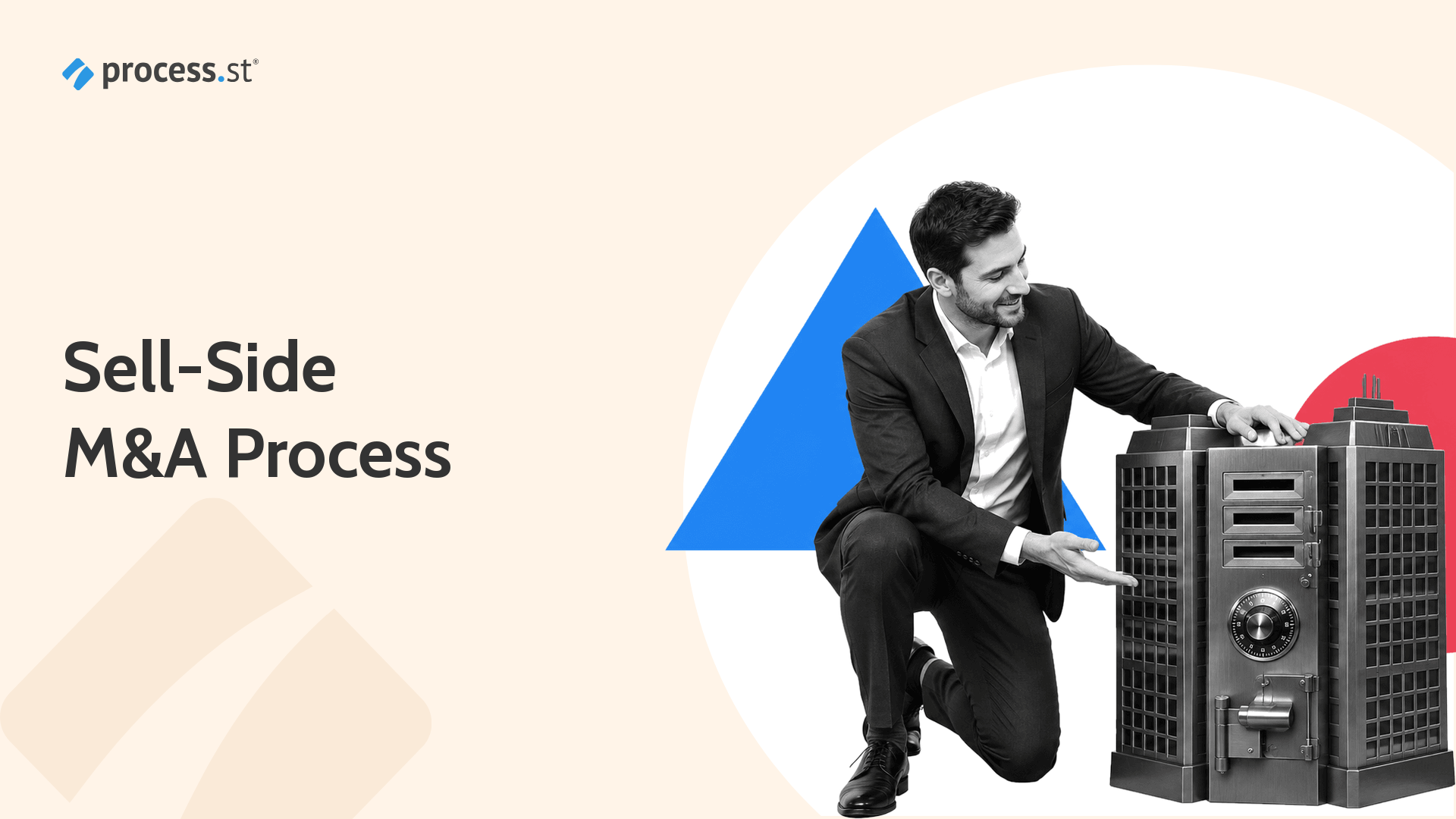 Sell-side M&A process represented by a transaction lead operating a secure corporate-sale deal vault