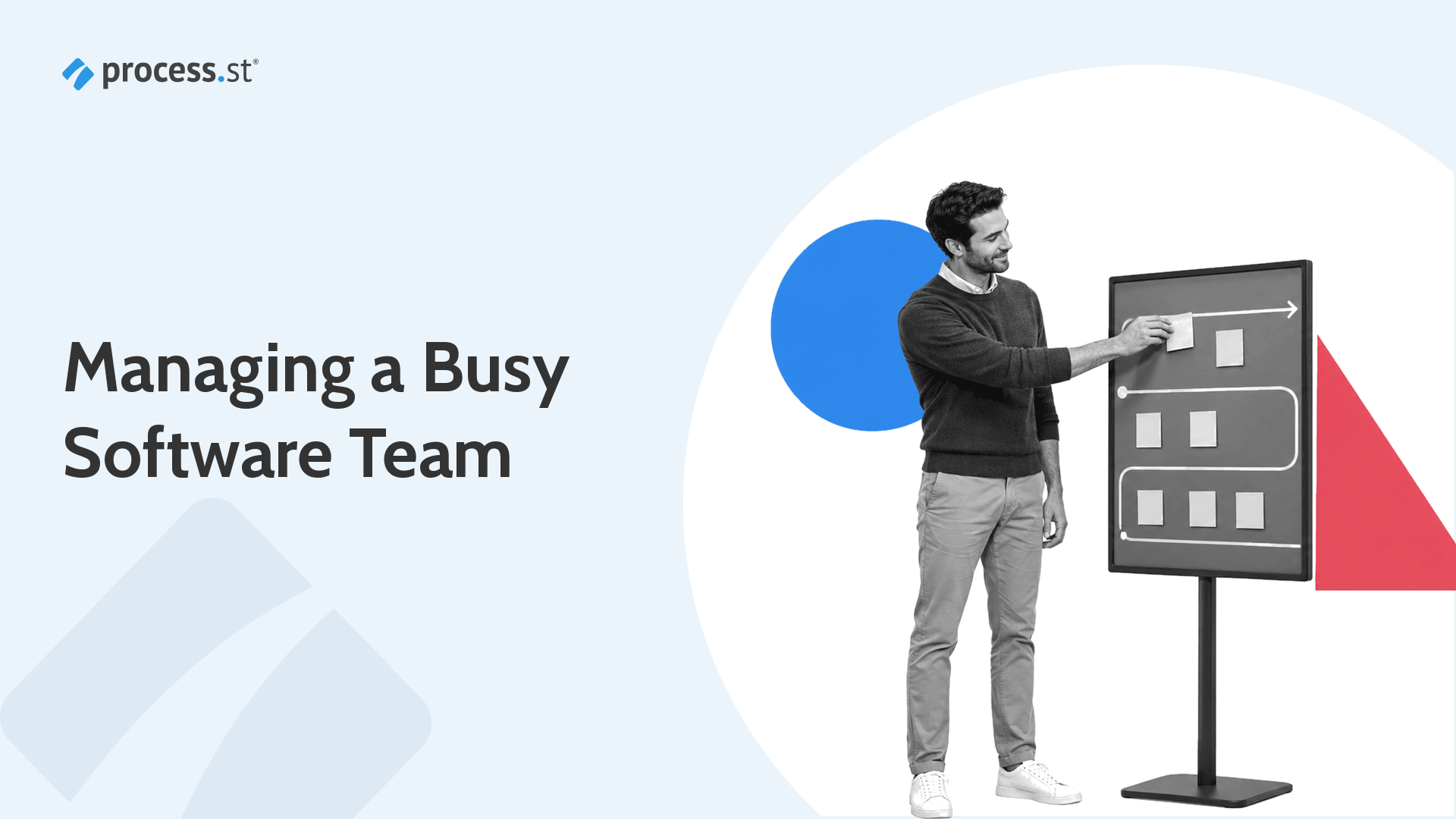 Software team leader organizing work on a release planning board