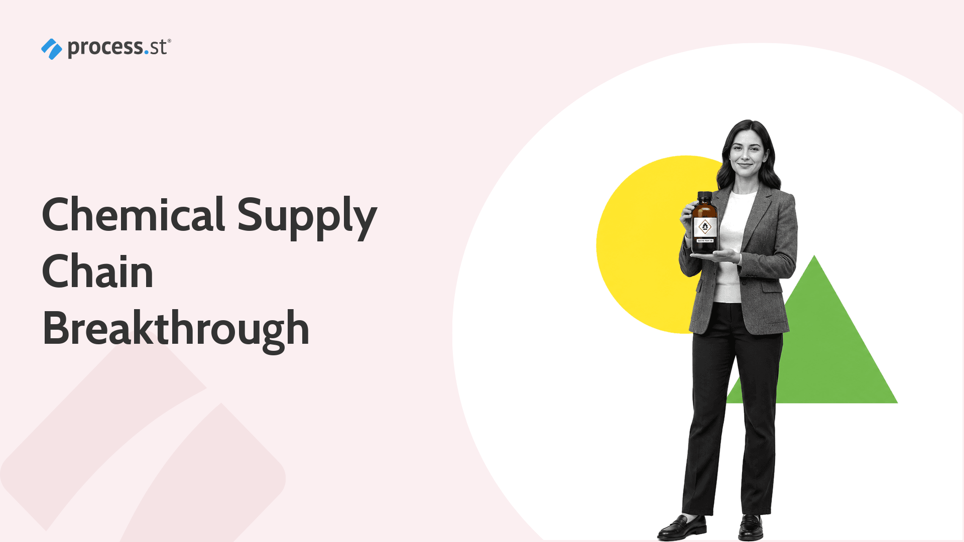 Supply chain lead at a speciality chemicals distributor holding a labelled chemical sample bottle representing orders once tracked in paper files