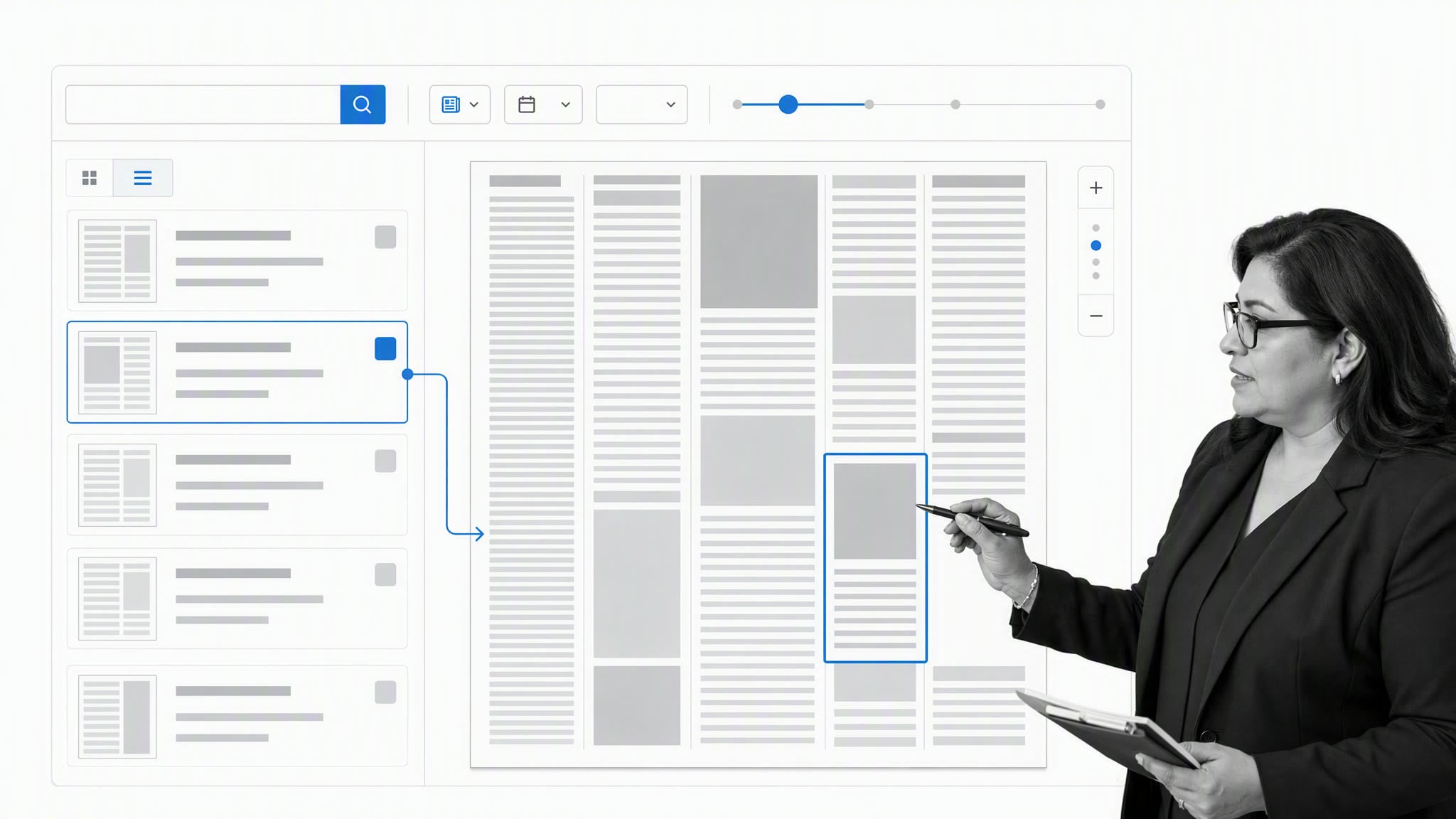 Digitized newspaper archive with a historical advertisement selected
