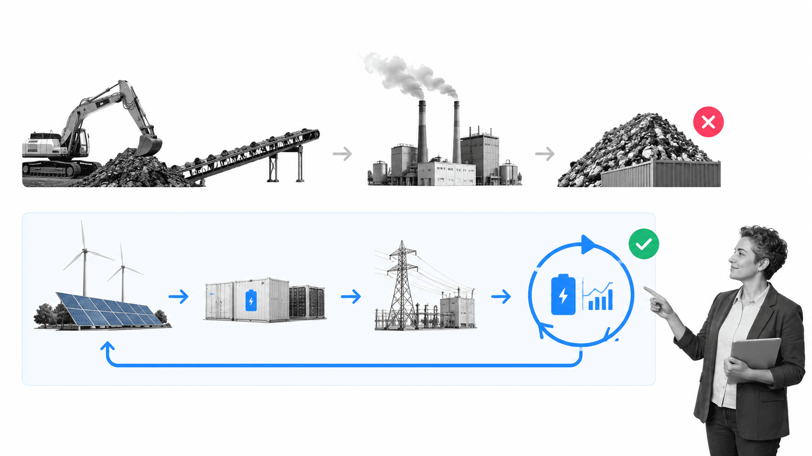 Linear energy extraction compared with a circular clean energy system