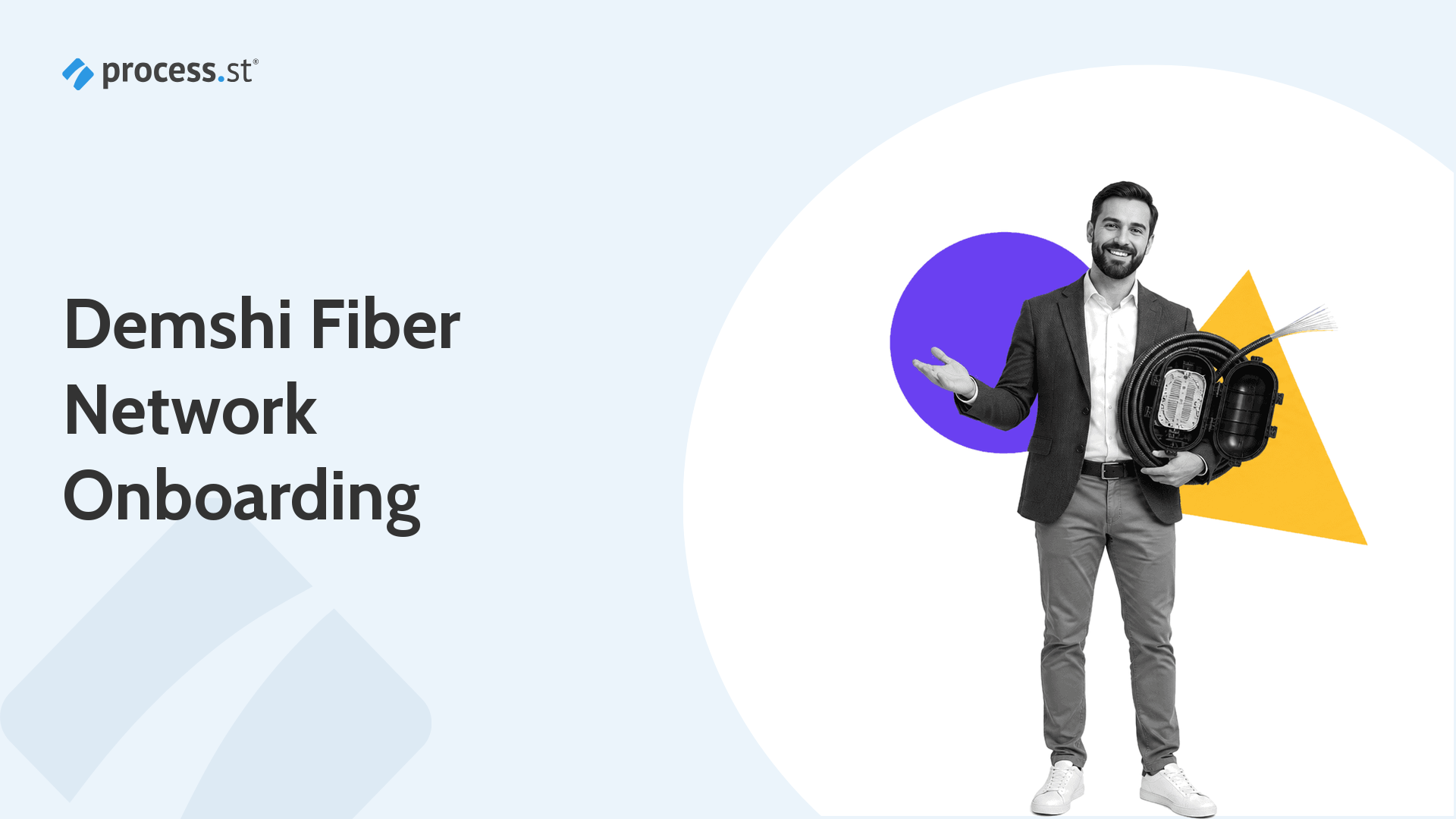 Commercial manager at a Namibian open-access fiber operator carrying a coil of fiber optic cable and an open fusion splice closure