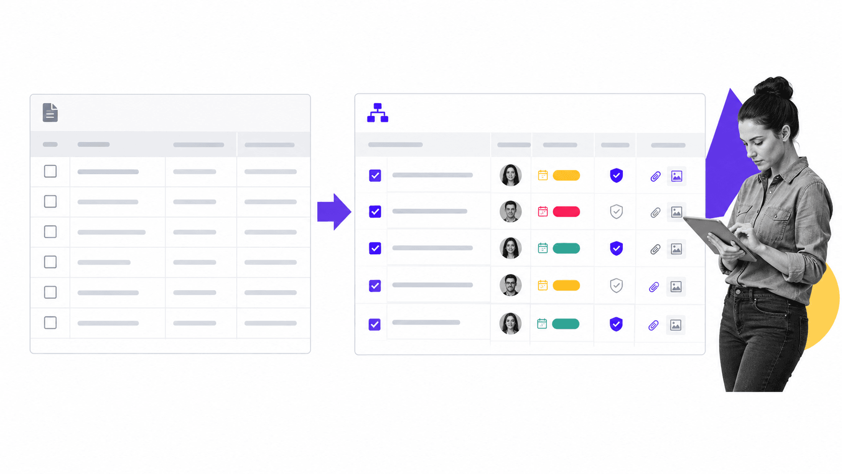 Static employee checklist compared with an assigned governed workflow