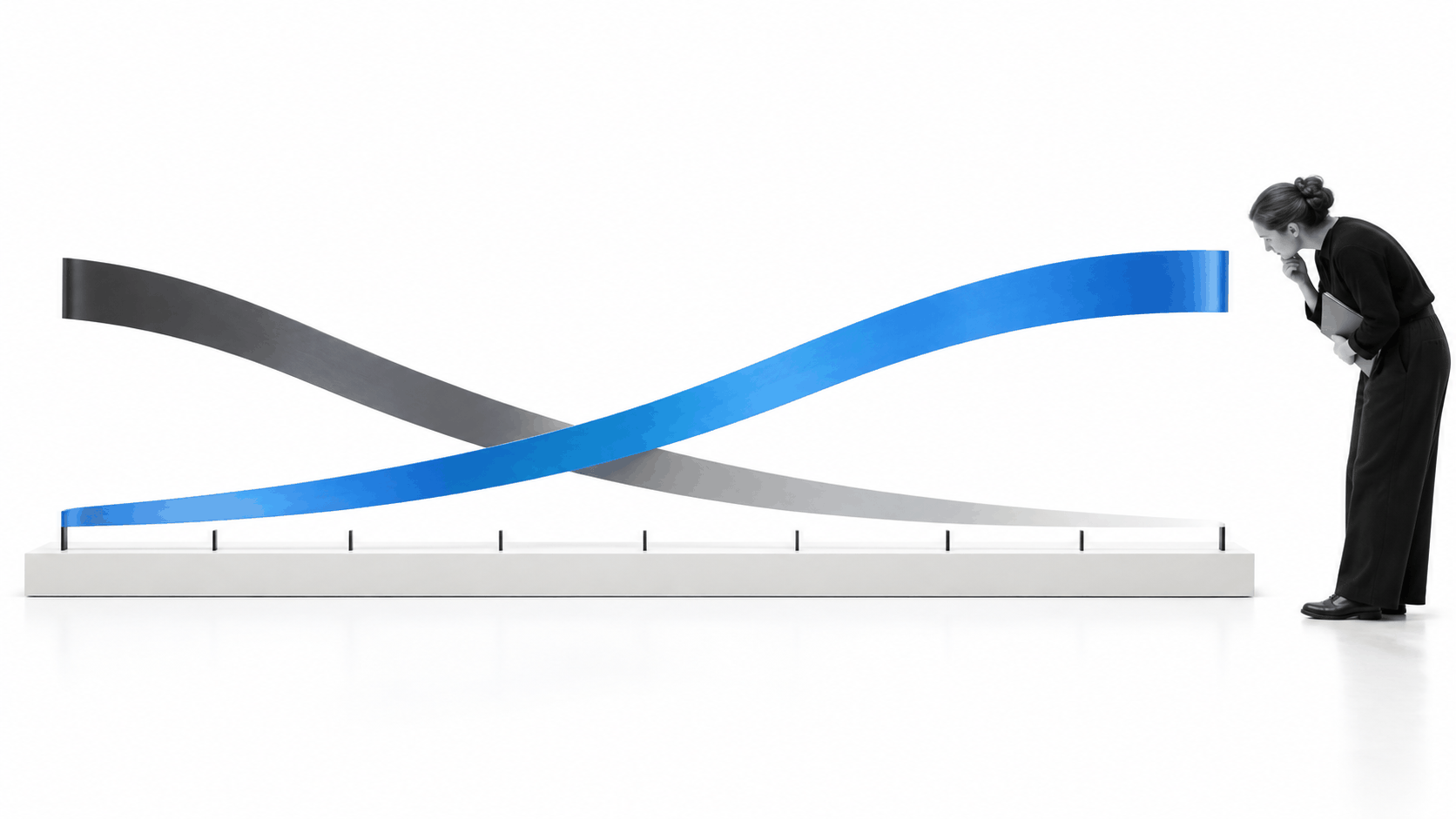 Physical trend ribbons showing flat design terminology rising as Metro terminology fades