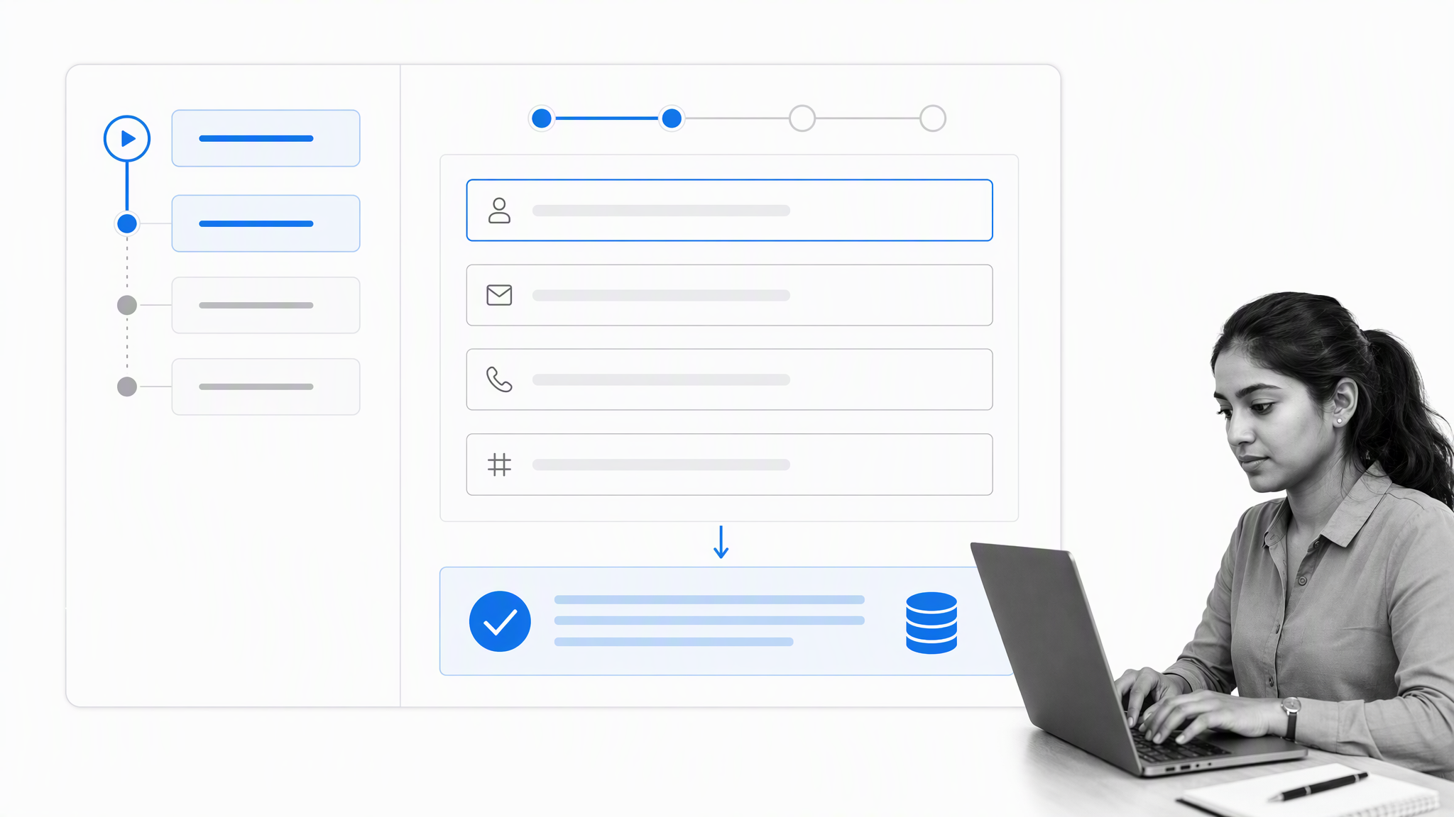 Client intake form fields feeding one structured workflow record