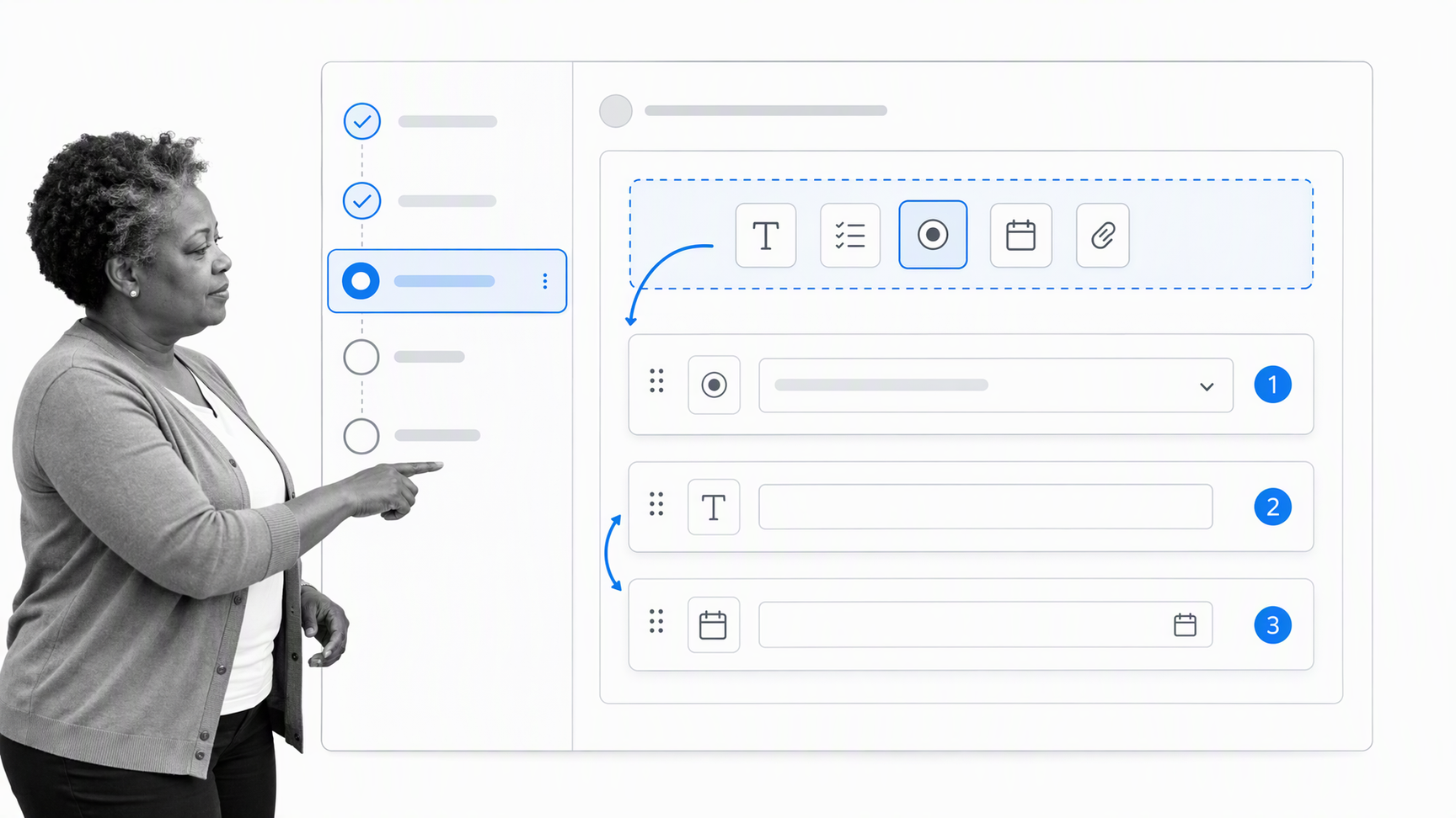 Form fields arranged inside a selected workflow task