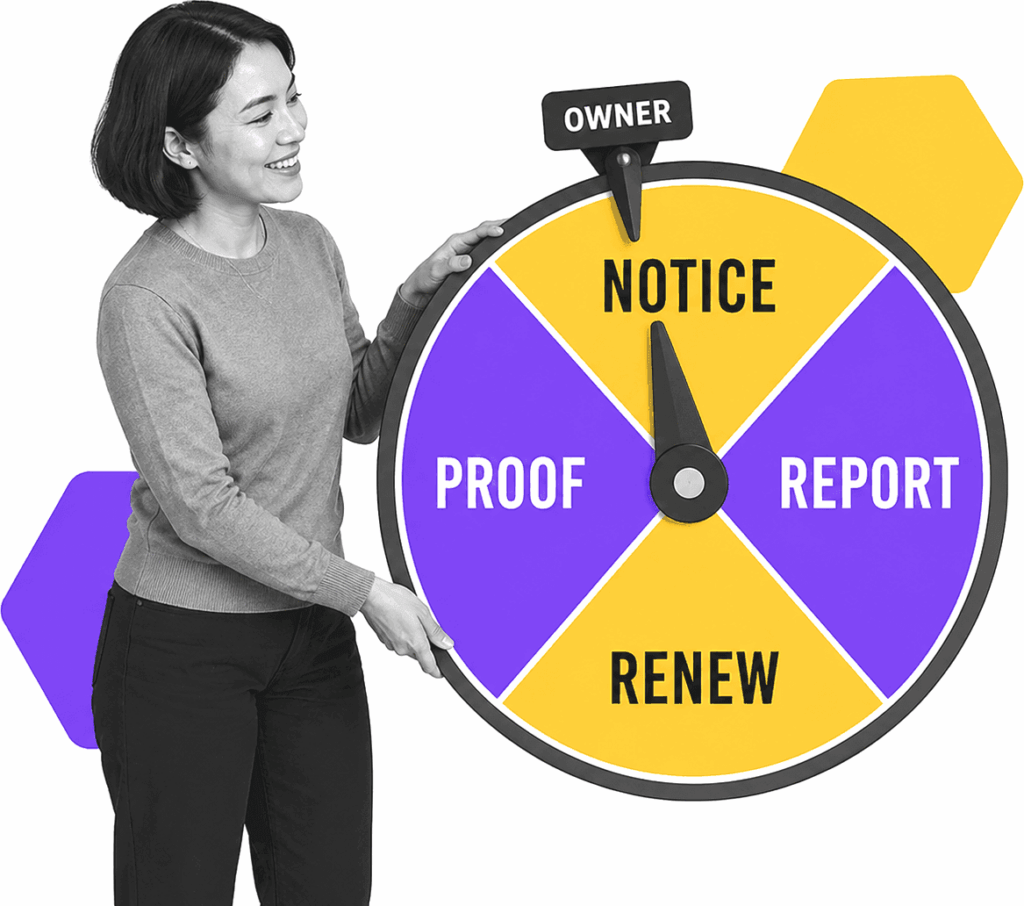 Licensing operations manager aligning agreement obligations on a review timeline.