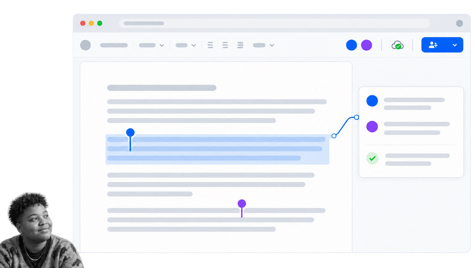 Browser document with live collaborator cursors and comments