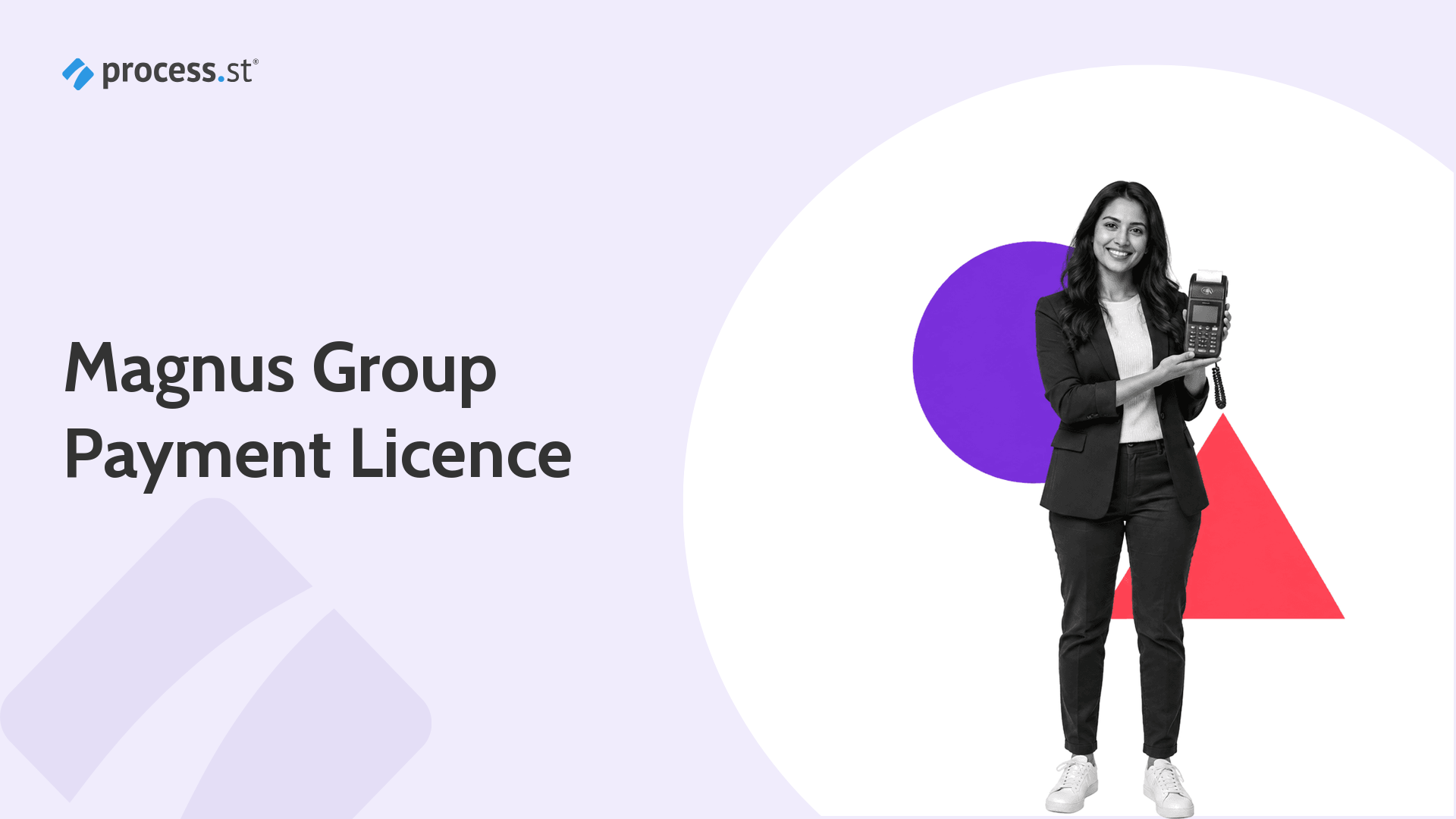 Magnus Group payments lead holding a card-present chip-and-PIN terminal, the regulated processes behind a Payment Institution licence