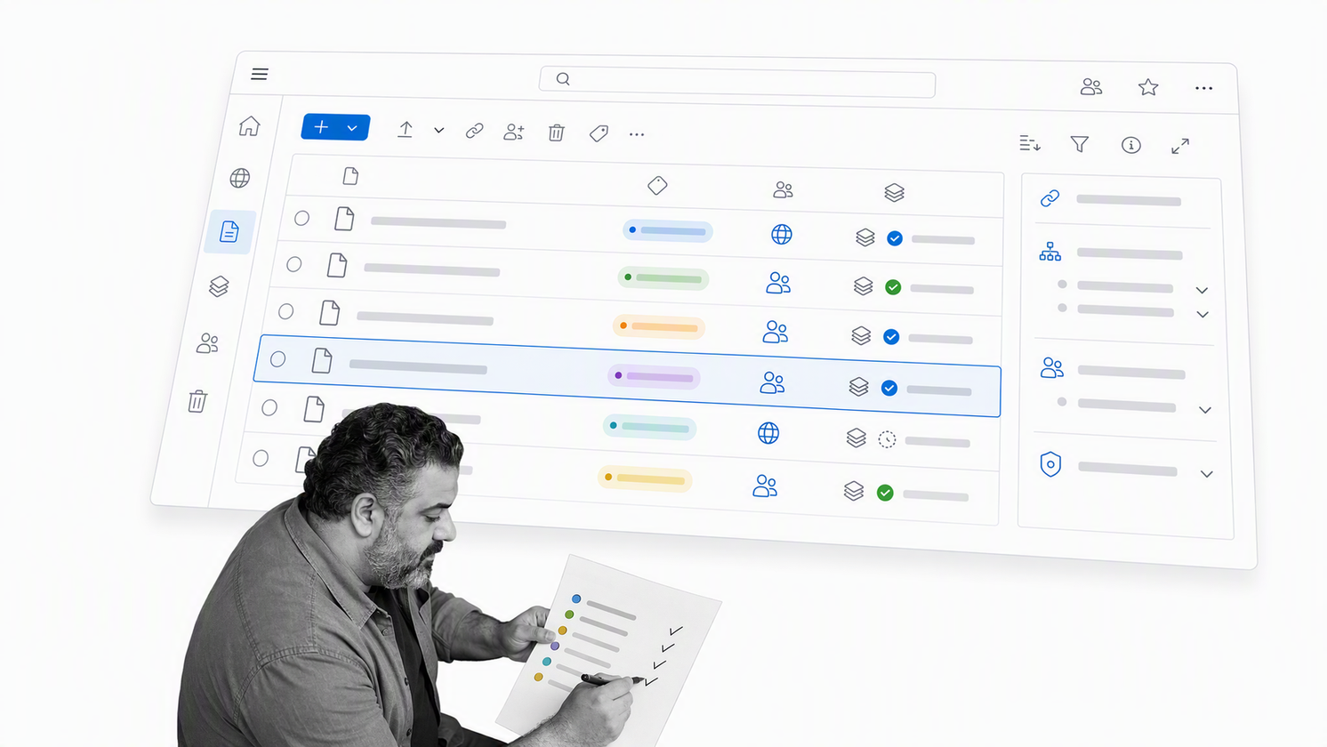 Microsoft SharePoint team site with document library, metadata, and file access state