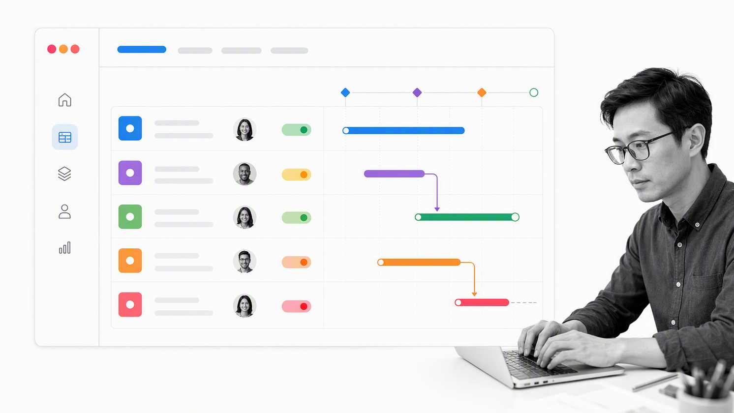 Asana portfolio dashboard tracking cross-functional operations projects and milestones