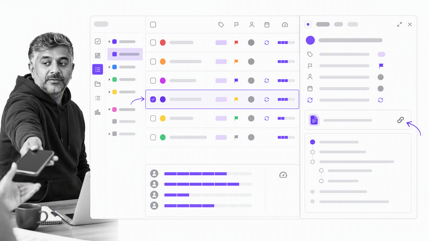 ClickUp operations workspace with intake tasks, custom fields, documentation, and workload