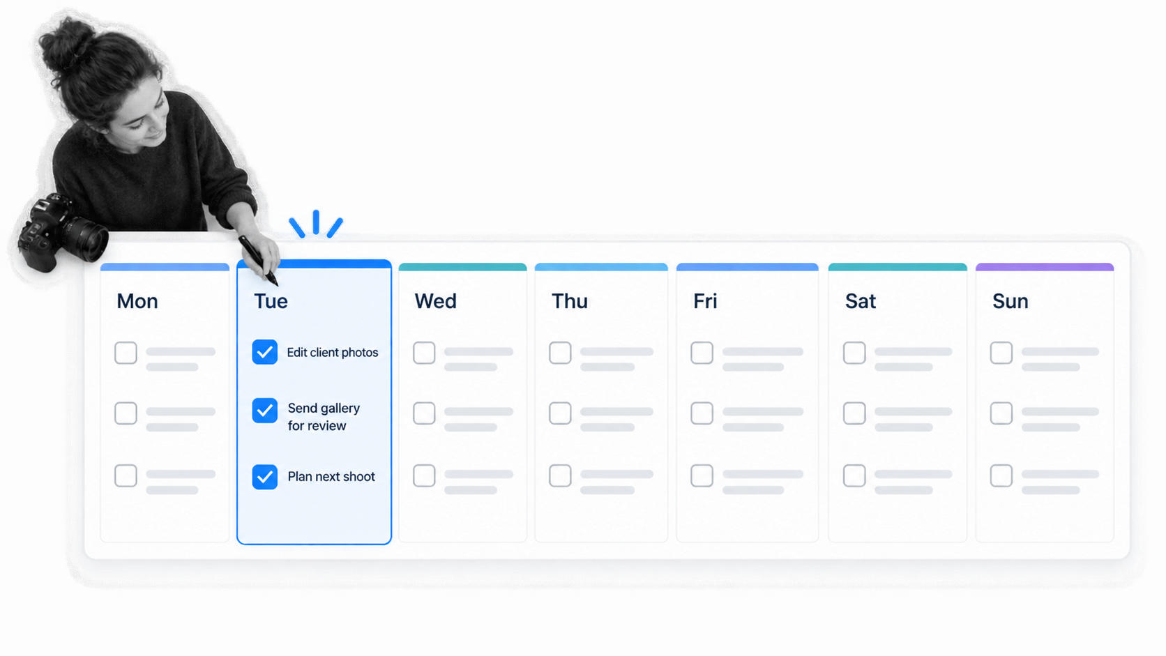 Printable weekly planner with a separate checklist column for every day