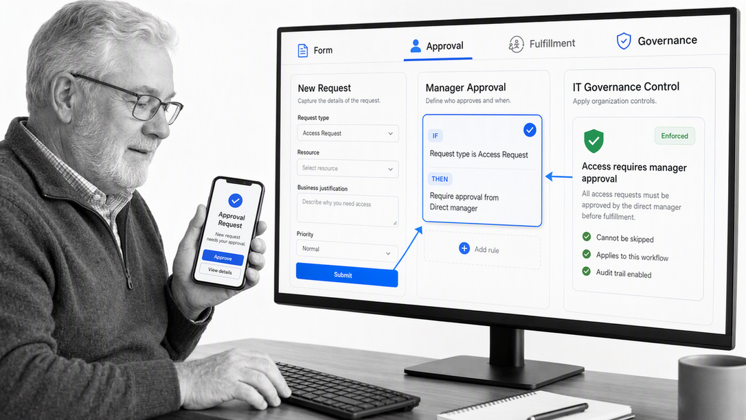 Kissflow no-code request workflow with form, approval, and case views