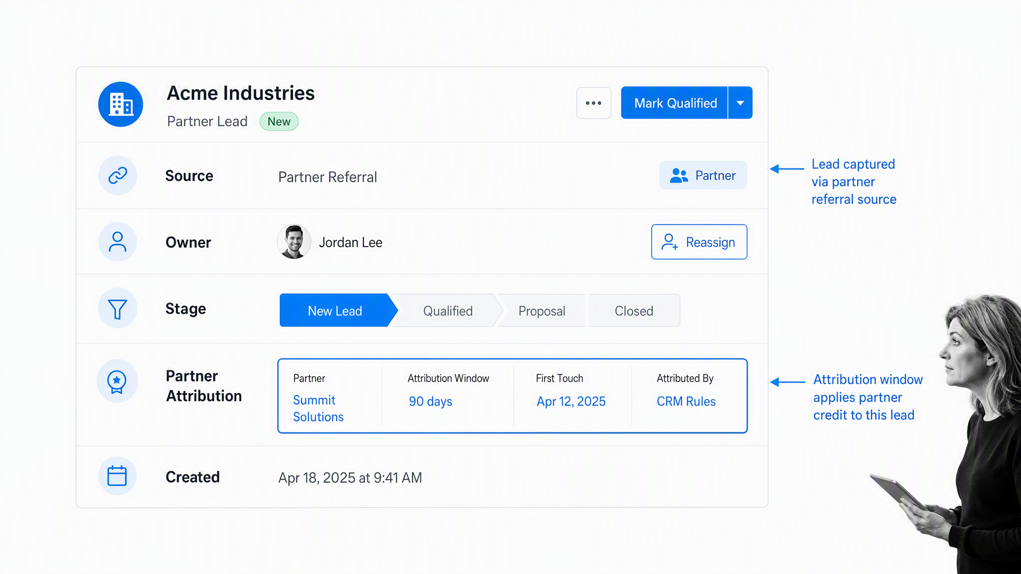 Referral program visual 6: CRM partner attribution