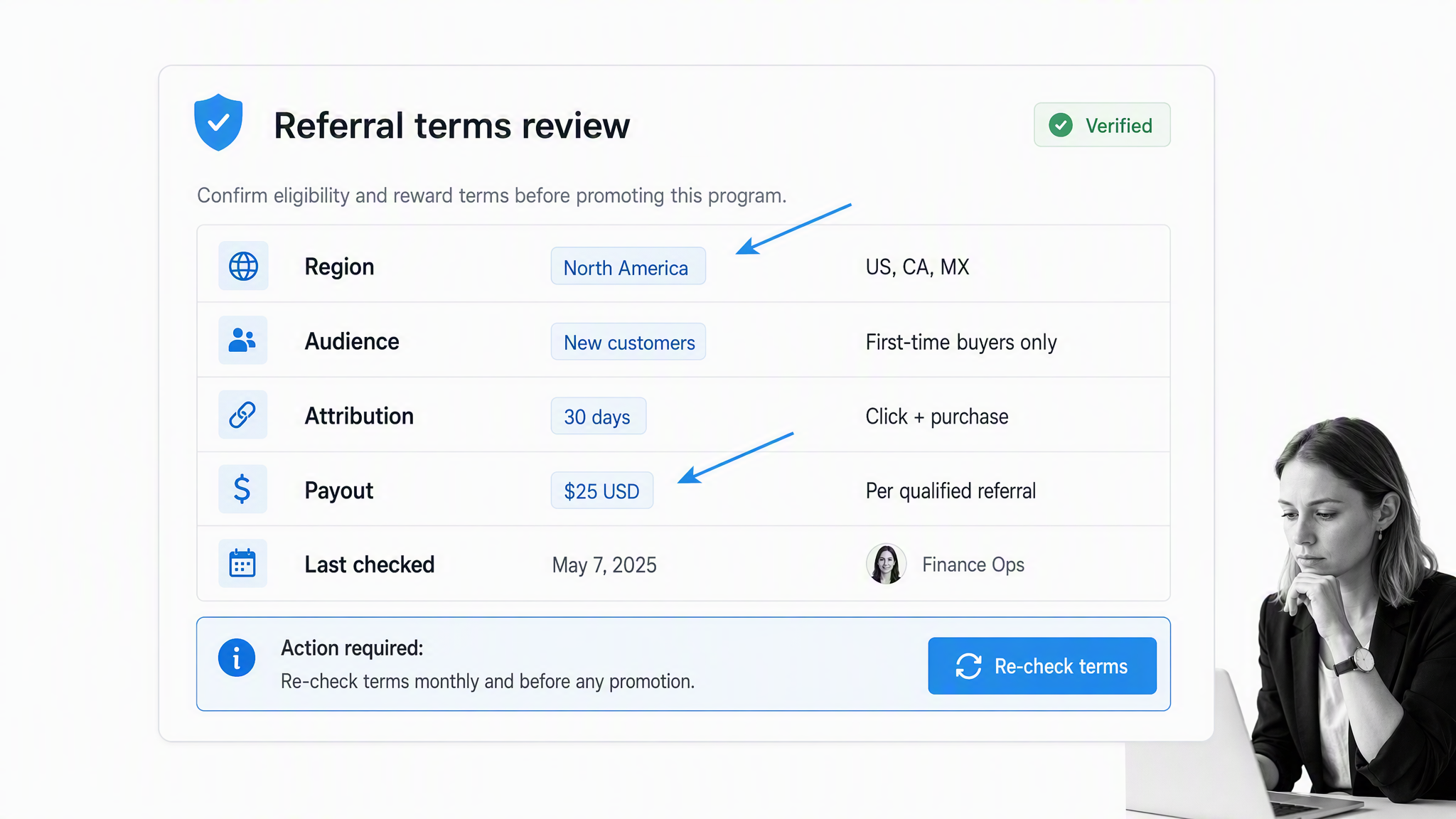 Referral program visual 24: Referral terms review
