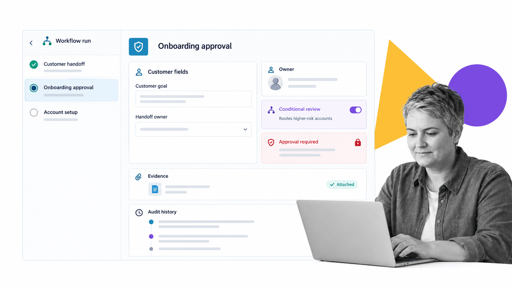 Process Street SaaS onboarding workflow run with approval, evidence, and audit history