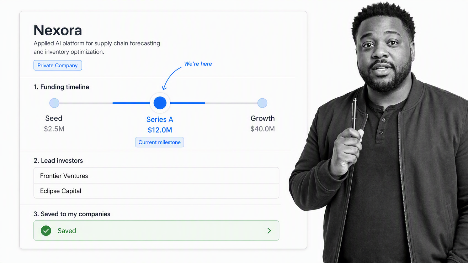 Crunchbase private company profile with funding history, investor context, growth signals, and saved company tracking