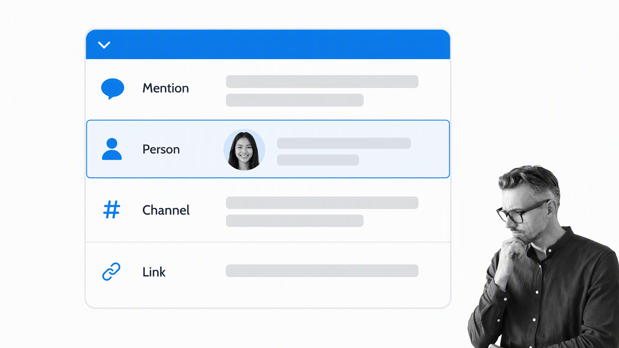Mention linked to one person record