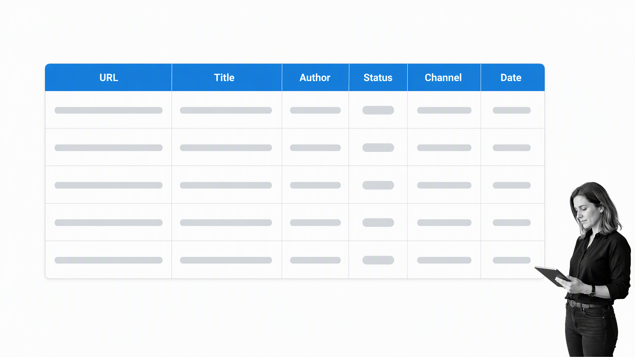 Clean six-field inventory grid