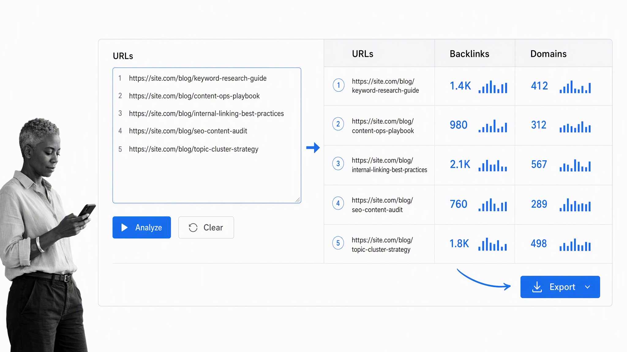Batch url analysis feeding seo fields