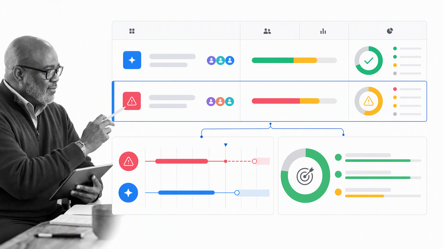 Asana portfolio view coordinating project timelines and goals