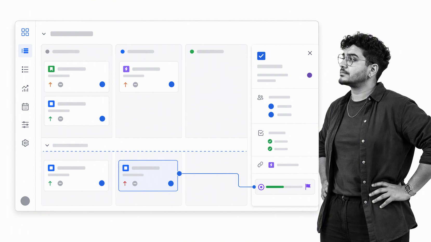 Jira sprint board with software issues and project dependency