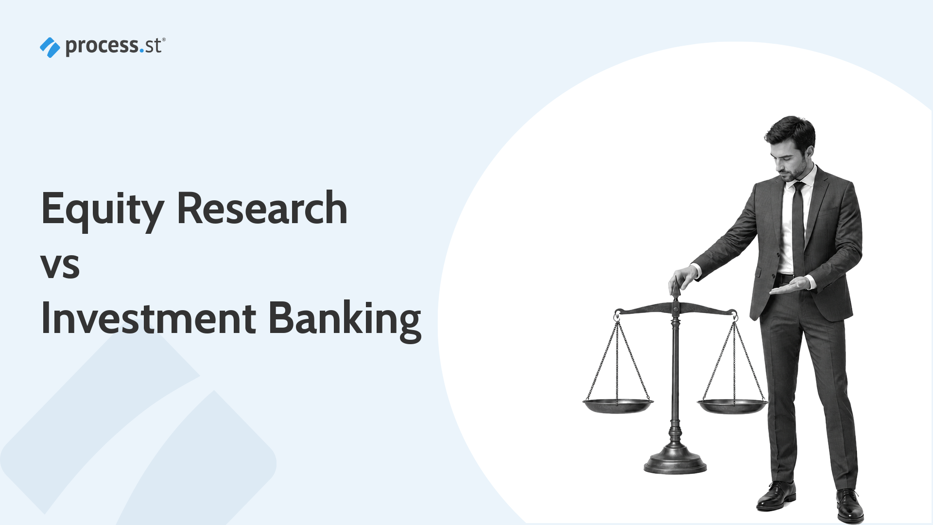 Equity research vs investment banking represented by an analyst balancing two finance career paths